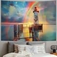 thumbnail image 2 of Orinice Rainbow Lighthouse Pier Tapestry Wall Hanging Unique Style for Home Decor - Graphic Tapestries for Living Room Bedroom Apartment Farmhouse Dorm 60x50inch, 2 of 6
