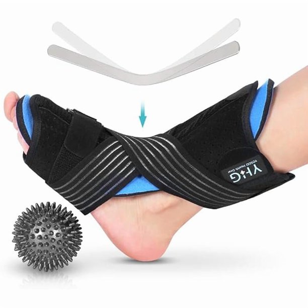wonima11 Plantar Fasciitis Foot Splint, Night Foot Support Dorsal Splint Arch Orthotic Brace for Men Women Achilles Tendinitis, Drop Foot, Heel Spurs, Heel Pain Relief (with Massage Ball)