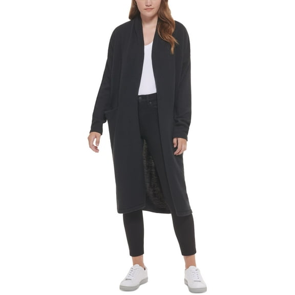 Women's Open-Front Long Cardigan Black XL