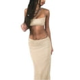 thumbnail image 2 of Franhais Women 2pcs Set,  Solid Color Sleeveless Tube Tops Matching Elastic Long Skirt, 2 of 8