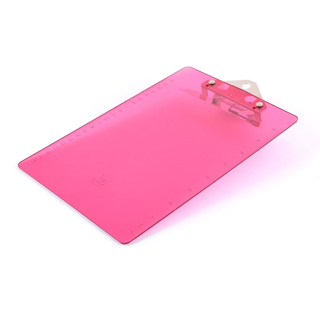 Office Plastic A5 Paper Holder Writing Board Clipboard Clear Fuchsia