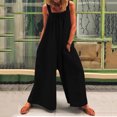 thumbnail image 3 of Bigersell Curvy Bootcut Jumpsuits for Women Jumpsuit Solid Color Overalls Loose Sleeveless Casual Rompers Fashion Wide Legged Pants Home Holiday Woman Jumpsuits Ripped Distressed Denim Jumpsuits, 3 of 7