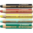 thumbnail image 1 of STABILO Multi-talented Pencil Woody 3-in-1 - Box of 5 - Red, Yellow, Dark Green, Blue, Black + Sharpener, 1 of 5