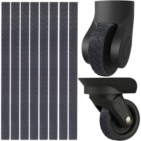 8Pcs Black Luggage Wheel Covers Suitcase Wheels Protector Silicone Cuttable Carry On Spinner Silent Noise Reduction Shock Cover Replacements Black