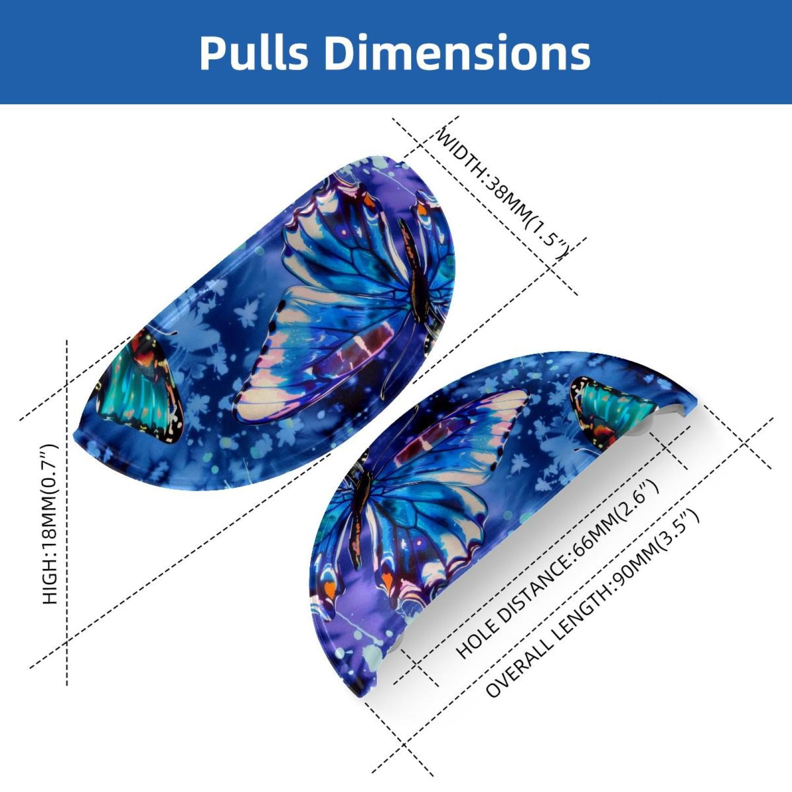 PhooArto 6 Pcs Cup Drawer Pulls, Tie Dye Color Butterflies Shell Shape Handles Cabinet Knobs for Dresser Cupboard Closet Wardrobe with Screws