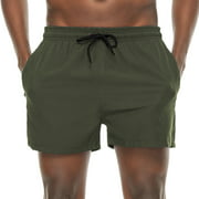 QPNGRP Mens 5 inch Swim Trunks Stretch Quick Dry Swim Shorts with Zipper Pockets Armygreen 32