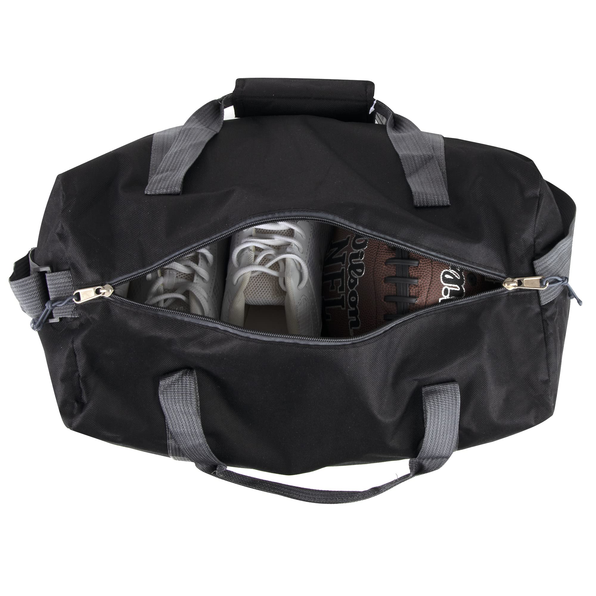 24 Pack 30 Liter Capacity Unisex Duffel Bags with Handle and Luggage Shoulder Strap for Gym, Travel and Commuting in Black