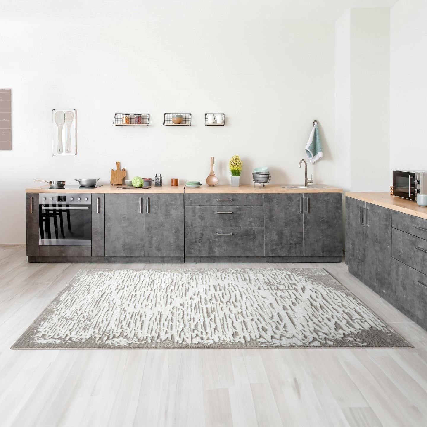Luxe Weavers Artistic Textured Metallic Gray 4x5 Area Rug, Modern Carpet for Living Room