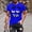 Blue, variant on Men's Grinning Monster Face Crew Neck Short Sleeve T‑Shirt, Moisture‑Wicking Summer Party Tops Purple XL