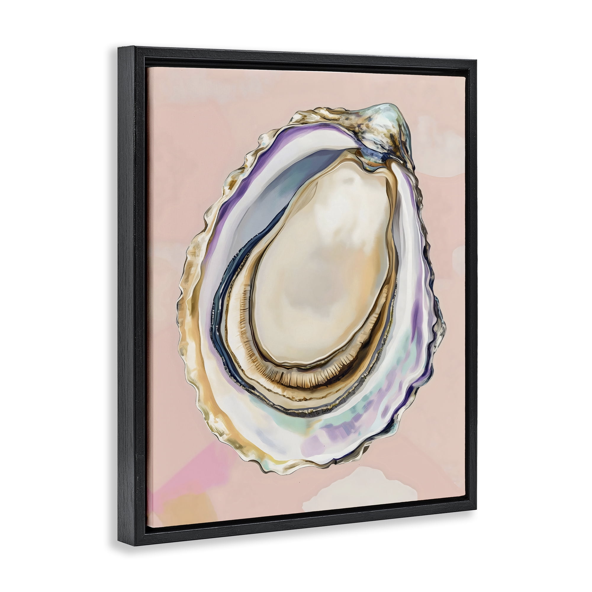 Stupell Industries Pink Oyster Shell Elegance Black Framed Floater Canvas Wall Art, design by The Prints Vibe