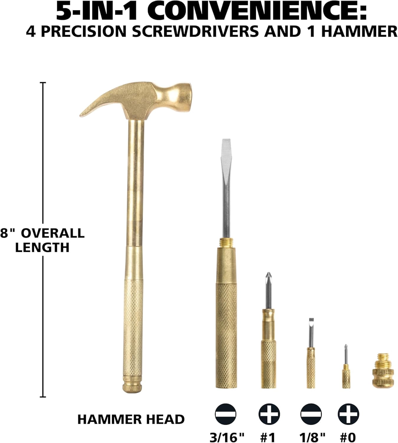 GreatNeck 19006 5-in-1 Hammer, Mothers Day Gifts, Built in Multitool Screwdriver, Chrome Plated to Resist Rust, Tackle Basic Household Tasks, Mothers Day Gifts for Mom