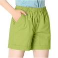 thumbnail image 2 of OKBOP Womens Shorts Green Active Fit Elastic Waist Activewear Sports Straight-Leg Shorts, 2 of 4