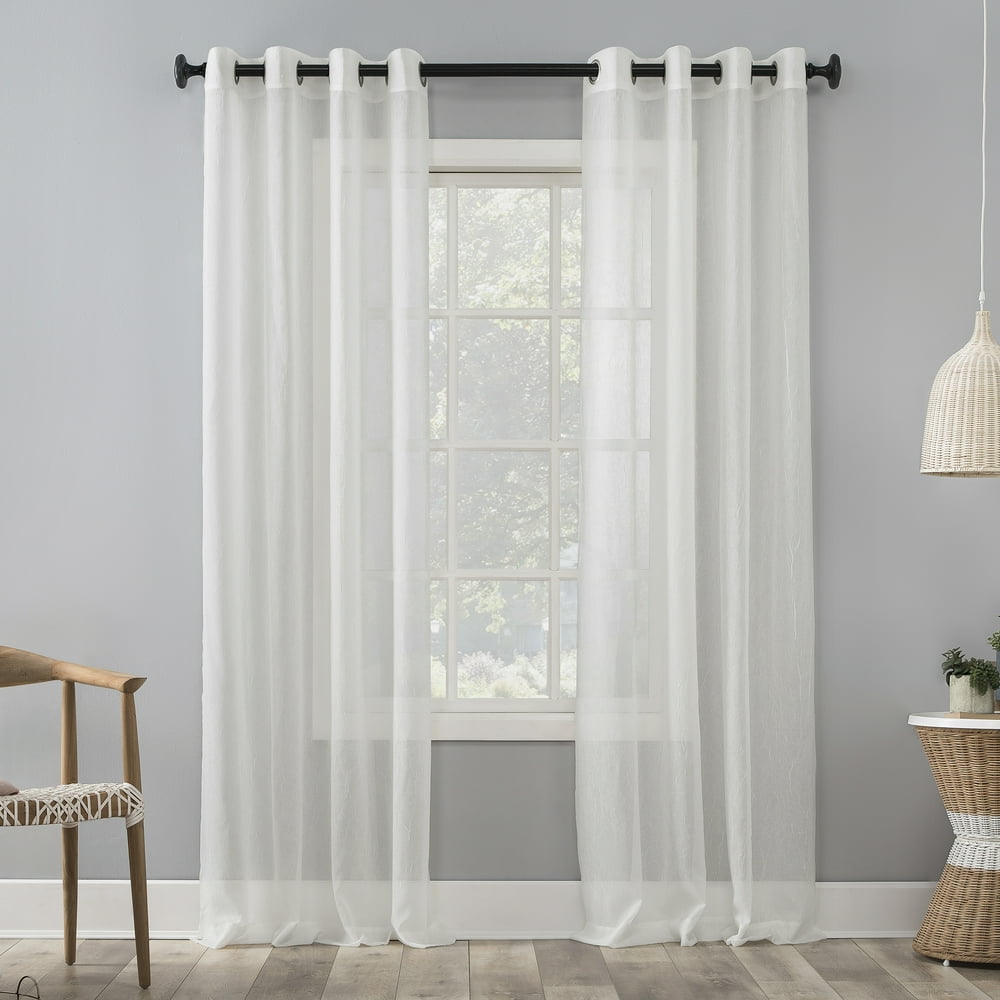 Mainstays Marjorie Crushed Sheer Voile Grommet Ivory Curtain Panel