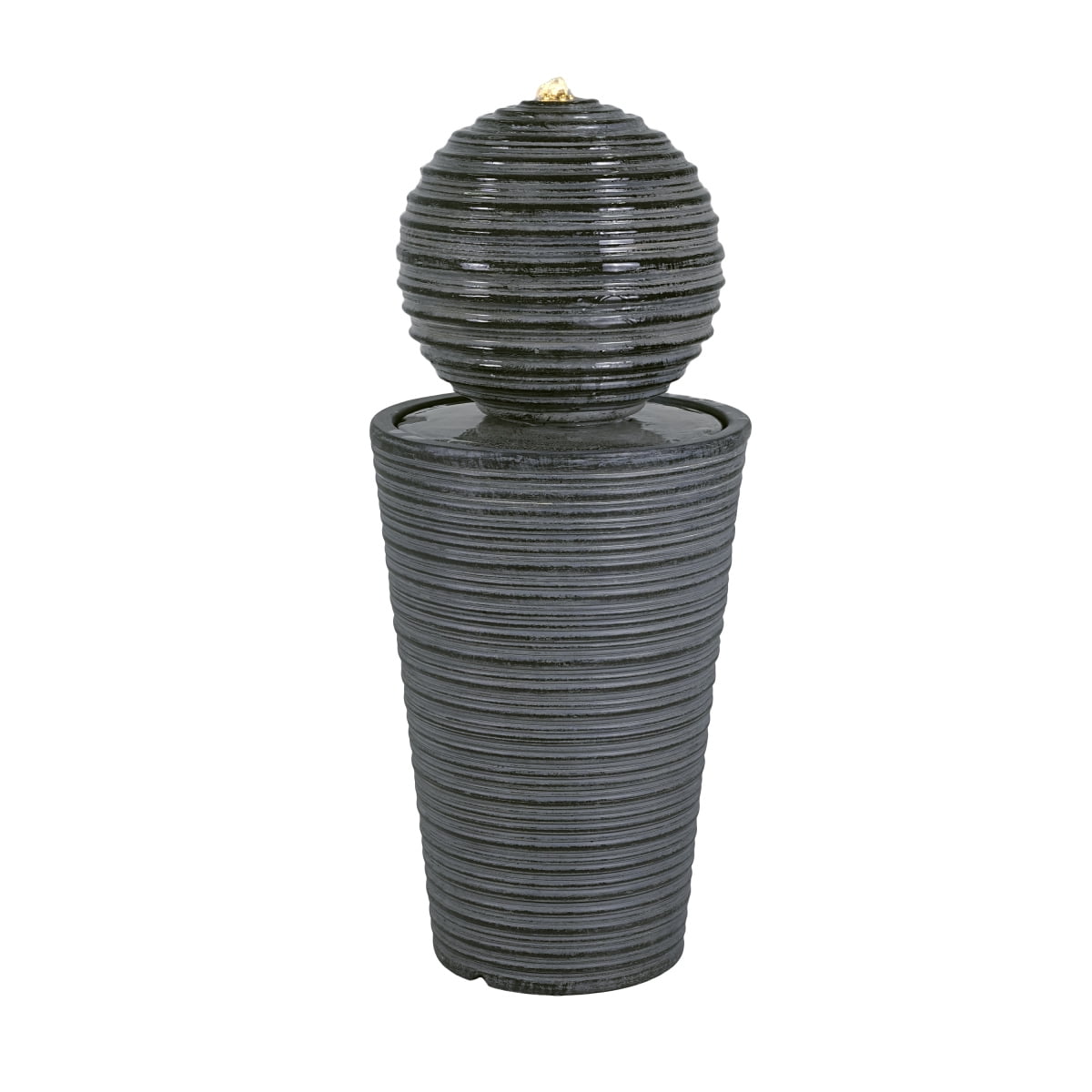 31.5"H Tall Striped Concrete Column Fountain with LED Light Shadow Ambiance Maker for Modern Outdoor Spaces
