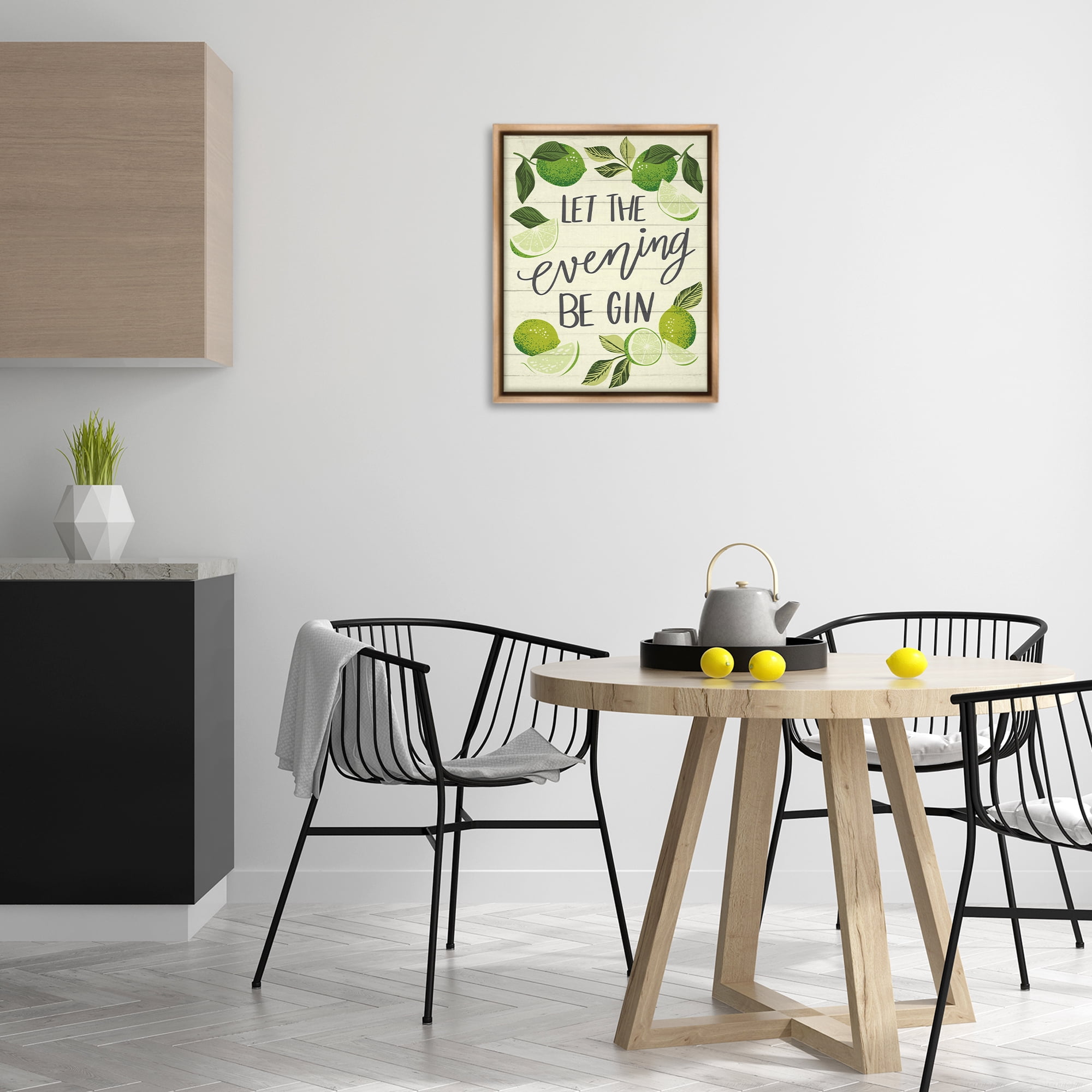 Stupell Industries Let Evening Be Gin Food & Beverage Painting Brown Floater Framed Canvas Art Print Wall Art, 17 x 21