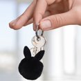 thumbnail image 2 of Plush Faux Fur Pom Pom Keychain with Rabbit Ear Design and Metal Clasp for Bags Backpacks and Keys Accessories Gifts, 2 of 3