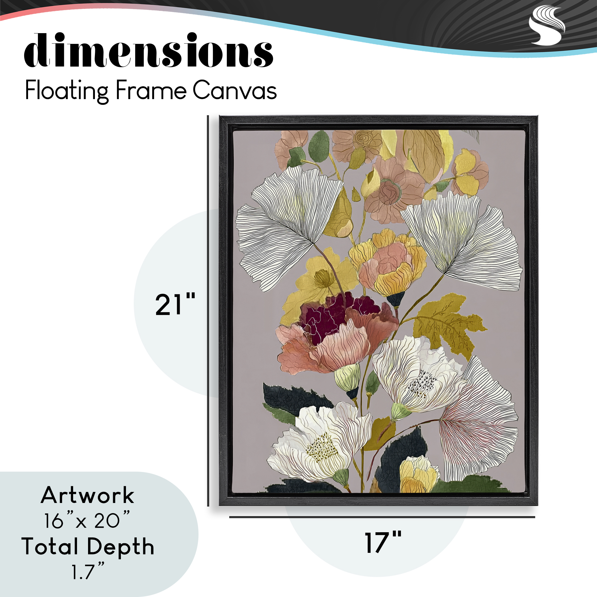Detailed Foliage Leaves Black Framed Floater Canvas Wall Art, design by Annabelle Hall