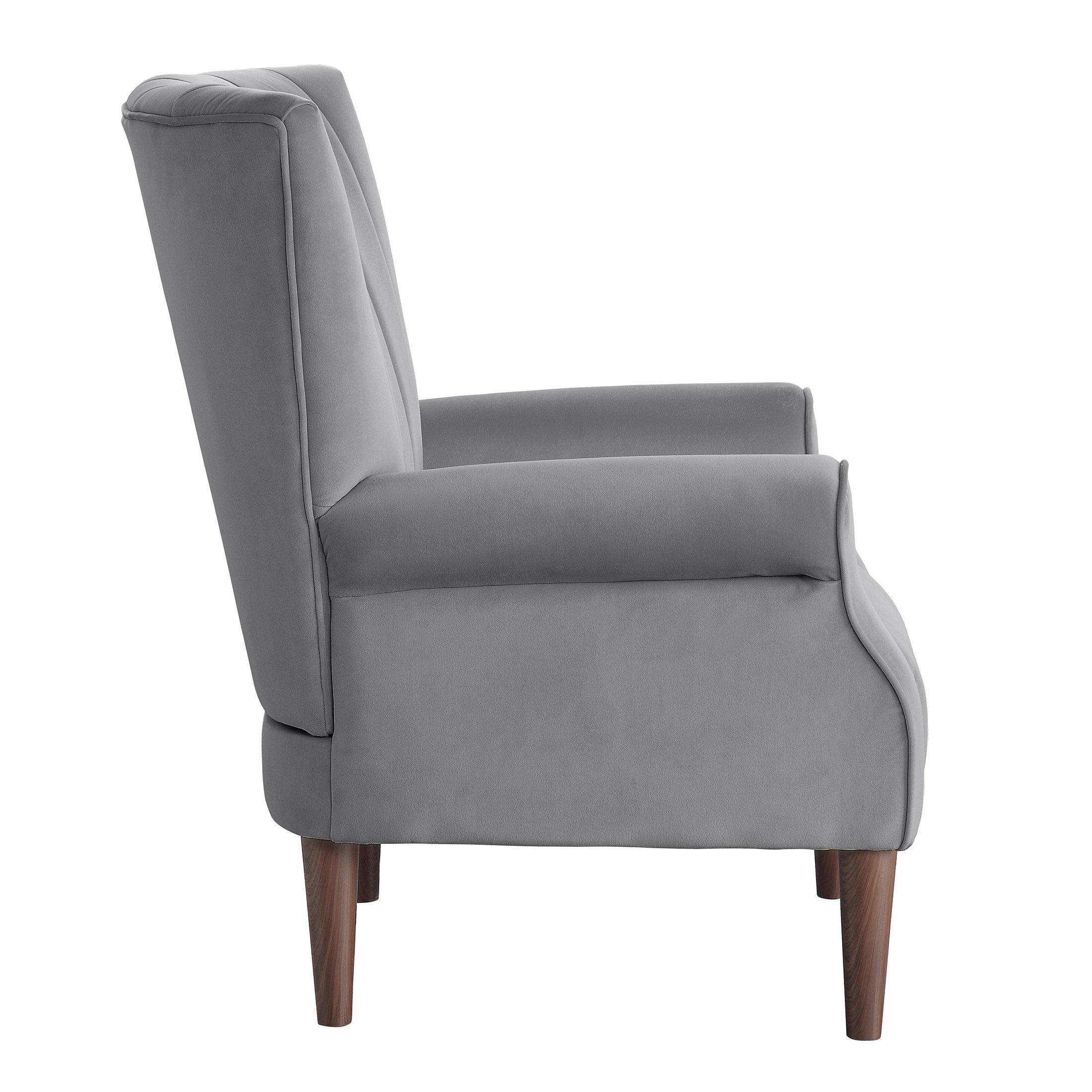 OakvillePark Larue Velvet Fabric Upholstered Accent Chair, Dark Gray