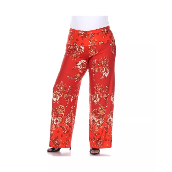 White Mark Womens Paisley Palazzo Casual Wide Leg Pants, Multicoloured, Plus Size, 3X