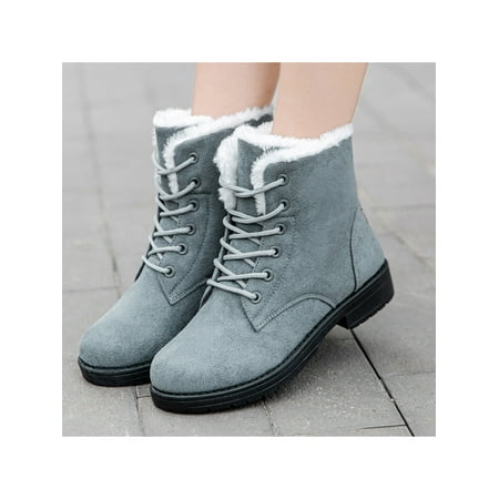 

Ymiytan Women s Winter Warm Faux Suede Lace Up Ankle Boots Snow Flat Casual Shoes Size 4-12