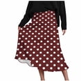 thumbnail image 2 of Summer Maxi Skirts for Women Satin Fashion Boho Long Skirt Trendy Floral High Waist A Line Beach Skirt Vacation Outfit Wine M, 2 of 7
