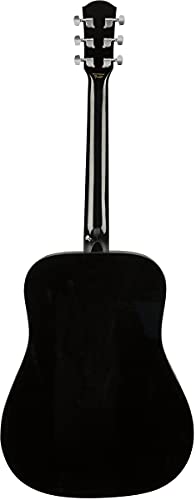 Fender Squier Dreadnought Acoustic Guitar with Gig Bag, Tuner, Strap, Strings, Picks, Instructional Book, DVD and Austin Bazaar, Black