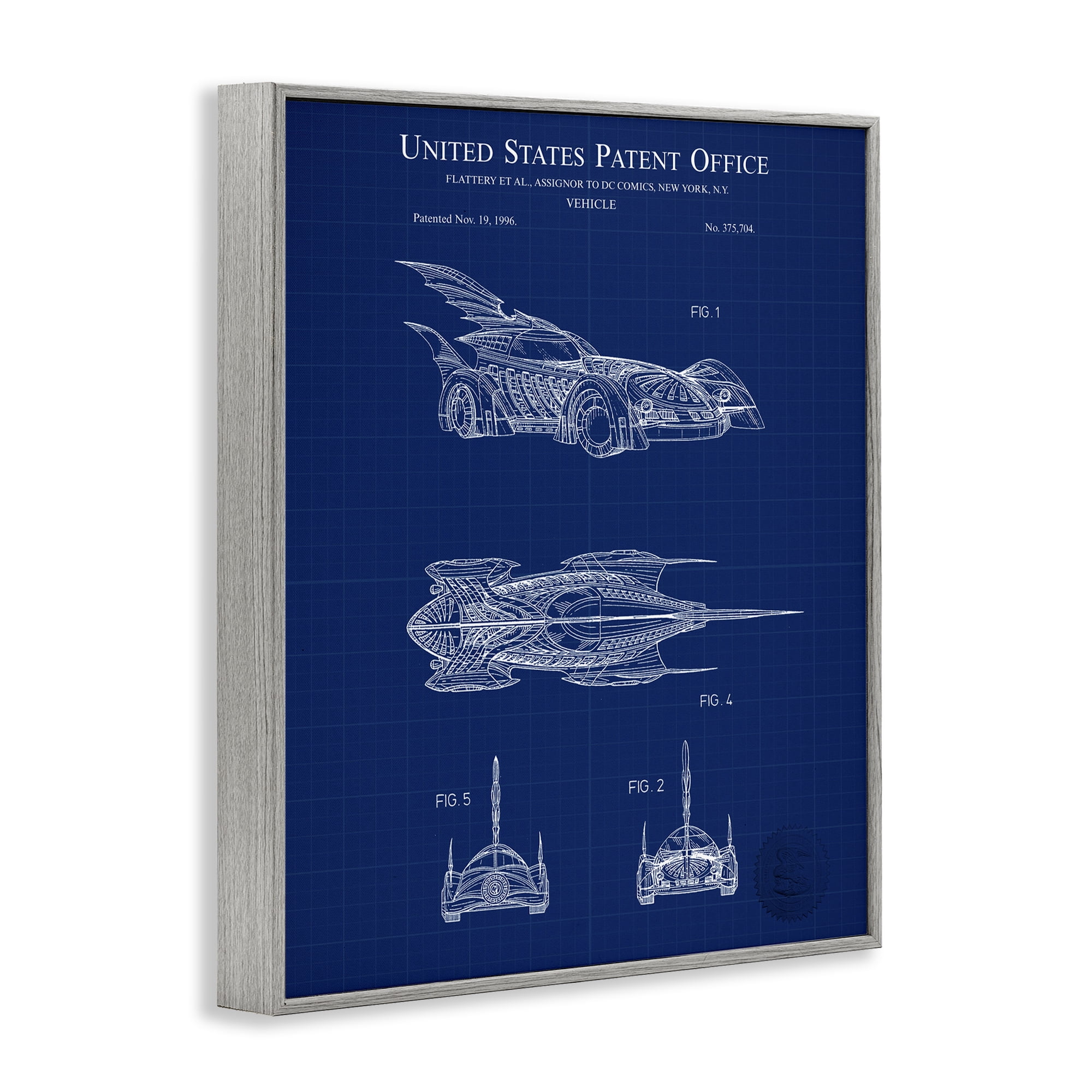 Stupell Industries Character Car Blueprint Transportation Painting Gray Framed Art Print Wall Art, 24 x 30