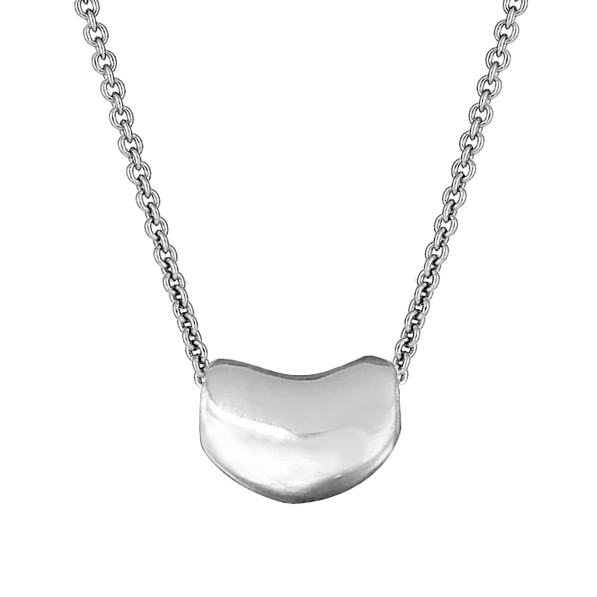 Sterling Silver Kidney Bean Pendant Charm Necklace (16, 18, 20, Inches )