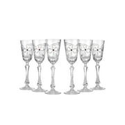 Elegant and Modern Russian Cut Crystal Drinking Glass Set for Home, Parties, and Events - Set of 18, 6 Flute 7oz + 6 Wine 6oz + 6 Sherry 1.3oz, Tenderness