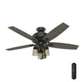 thumbnail image 2 of Hunter 52 inch Indoor Ceiling Fan with LED Lights and Remote Control - Black Ceiling Fan, Standard Mount, 5 Blades, For Bedroom, Living Room, or Kitchen, Quiet - Bennett 54189, Matte Black, 2 of 18