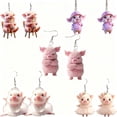 thumbnail image 6 of yocbz Cute Pink Pig Acrylic Earrings Dangle Jewelry Gifts for Women Pig Lovers (Style E), 6 of 8