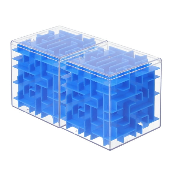 Uxcell Labyrinth Puzzle Box, 2 Pcs Puzzle Cube Funny Labyrinth Game Puzzle Box Mind Teasers Leisure Toys for Adults Birthday Gifts Party Favors, Blue