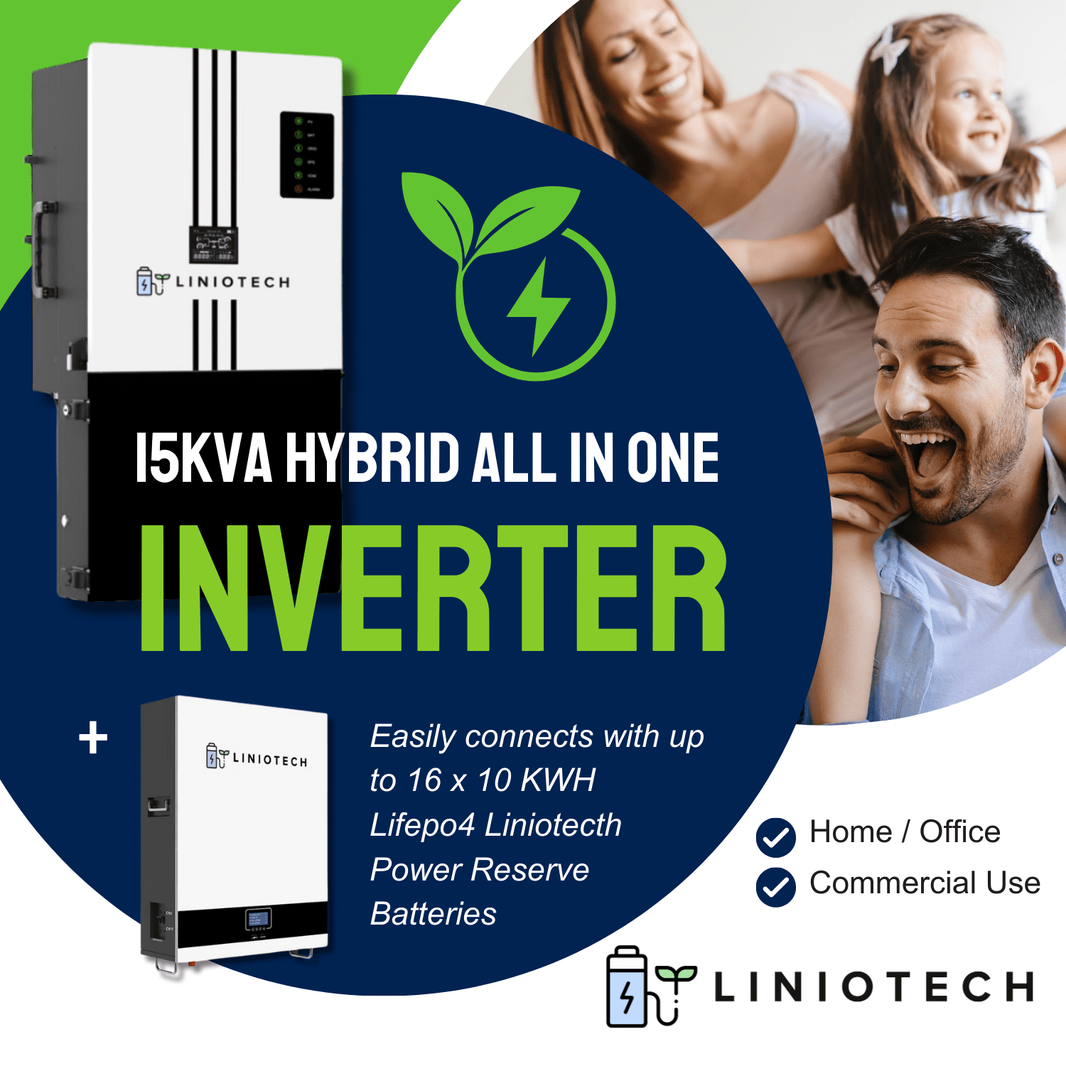 LINIOTECH LNT10K0228UL 15000-Watt Continuous Power Inverter with Power Reserve