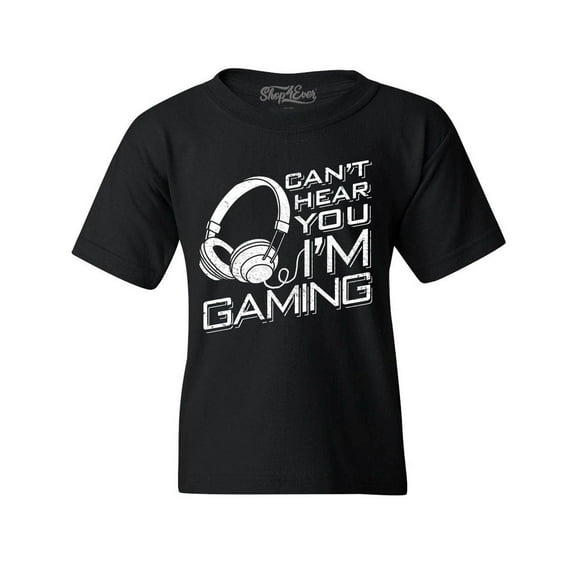 Shop4Ever Kids I Can't Hear You I'm Gaming Graphic Child's Youth T-Shirt Large Black