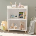 thumbnail image 3 of Sesslife 3-Tier Kids Bookshelf for Kids Room, Wooden Kids Toy Storage Organizer, Multi-functional Cute Nursery Book Shelves and Toy Storage with Display Stand for Boys Girls, White, 3 of 10