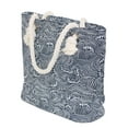 thumbnail image 2 of Premium Large Ocean Wave Print Cotton Canvas Tote Shoulder Bag Handbag, 2 of 3
