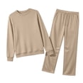thumbnail image 7 of Zynoxe Womens Two Piece Sweatsuit Sets Solid Color Loose Crew Neck Long Sleeve Sweatshirt and Wide Leg Pants Lounge Sets for Daily Wear, 7 of 7