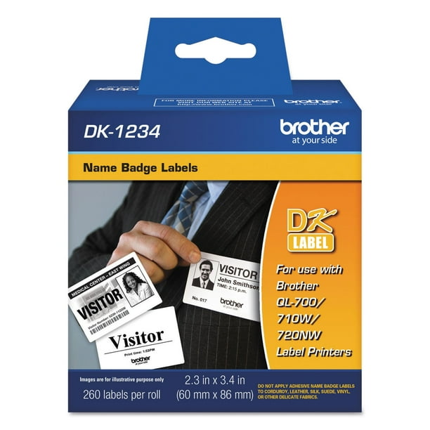Etiquetas adhesivas de papel blanco para tarjetas identificativas Brother DK-1234