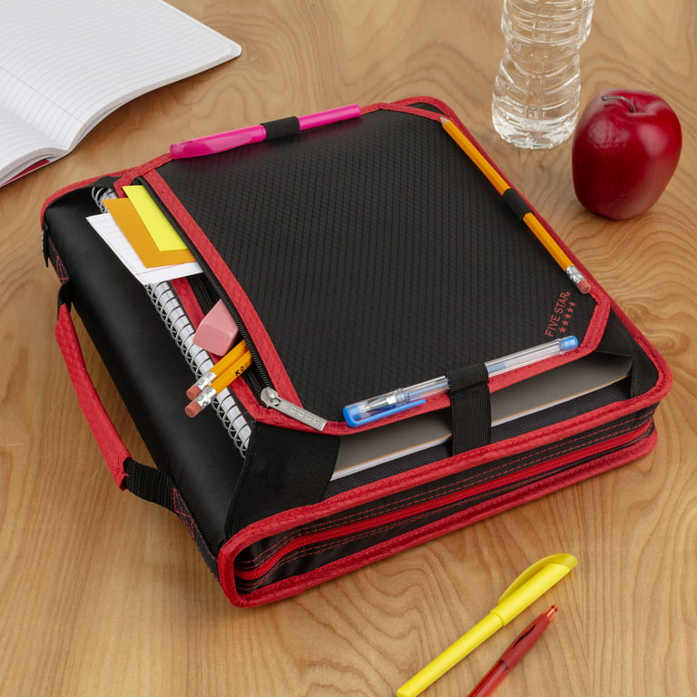 Five Star Double Zip Binder Pencil Pouch - Black/Red
