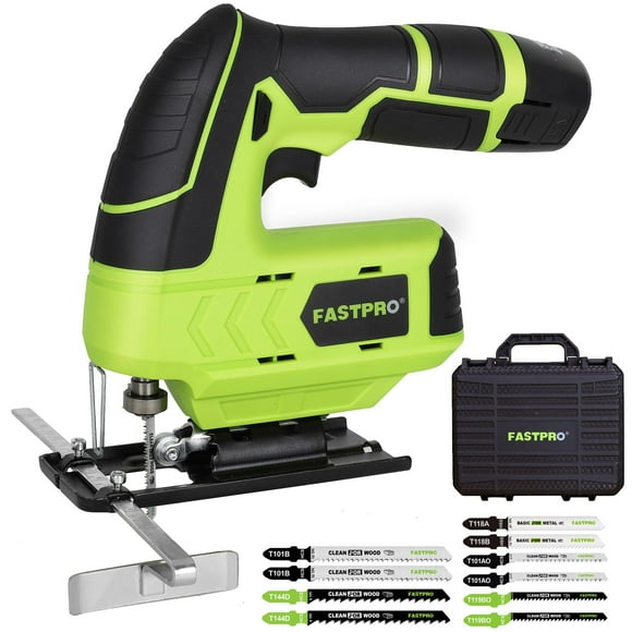 FASTPRO Ensemble de Scie Gigogne Sans Fil 12 V, Scie Casse-Tête Électrique avec 10 Lames et Guide-Bord, Batterie 1,5 Ah Incluse, Chargeur et Étui de Rangement