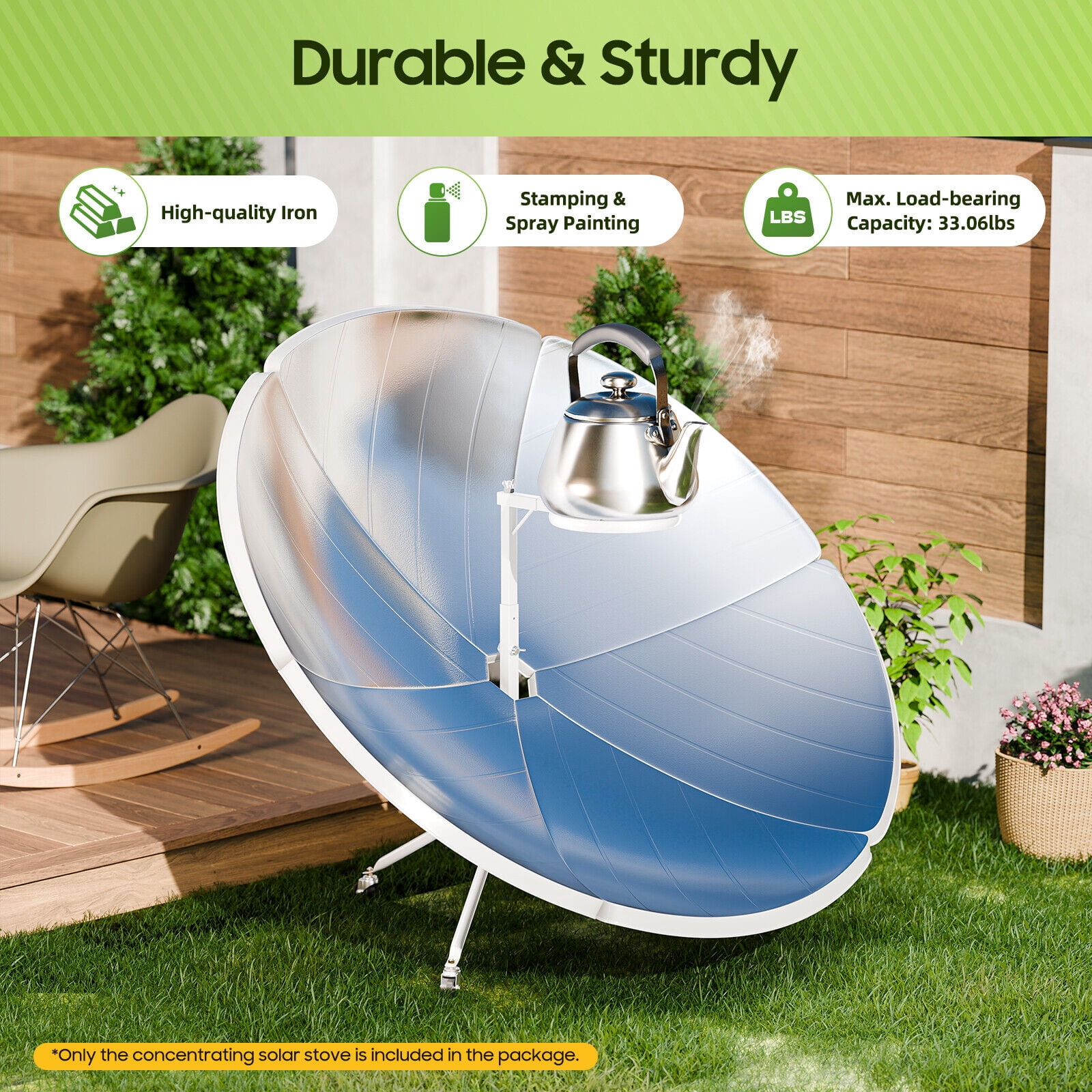 Portable Solar Cooker Stove, 1500W & 1832°F for Outdoor Camping