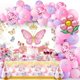 thumbnail image 1 of Set de decoración para fiestas con temática de mariposas, cumpleaños, niñas y mujeres, 1 of 7