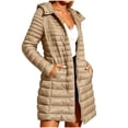 thumbnail image 4 of Enjoytime Puffer Jacket Womens Long Sleeve Zipper Button Hooded Long Quilted Coat Trendy Casual Lightweight Warm Outerwear, 4 of 8