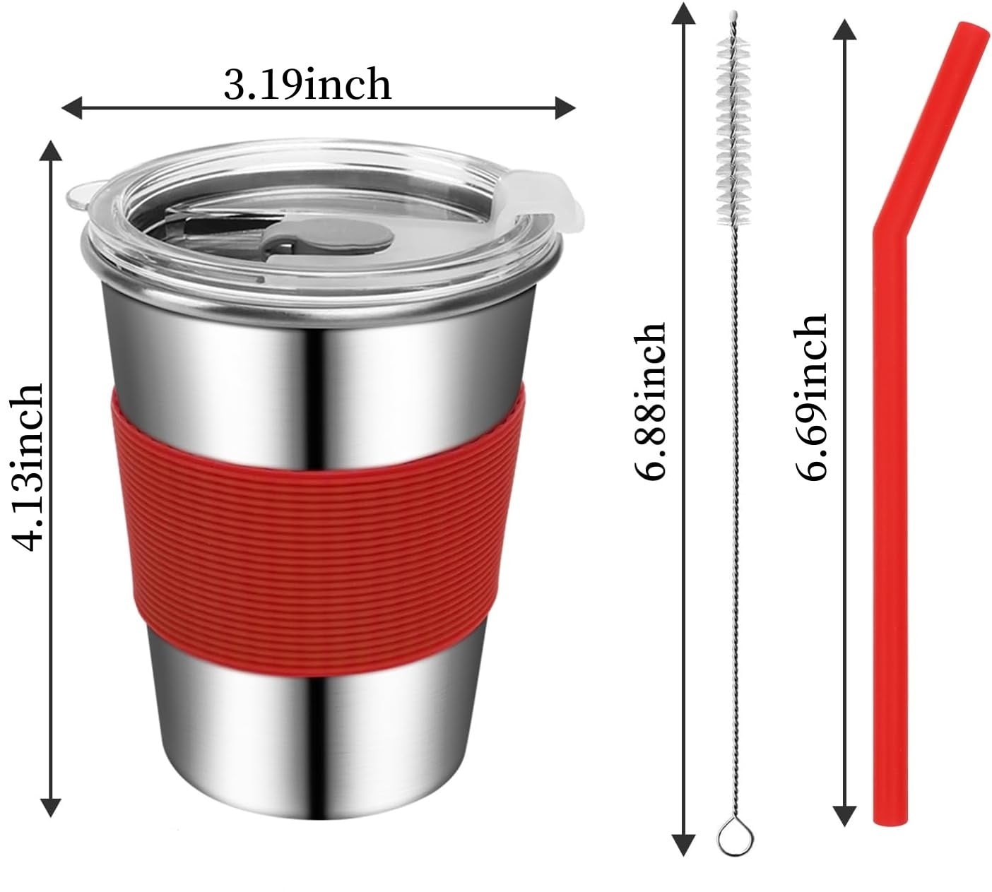 LQQBOX Stainless Steel Cups, 5 Pack 12oz Kids Drinking Glasses Spill Proof Metal Tumblers Cups with Lids and Straws for Kids and Adults