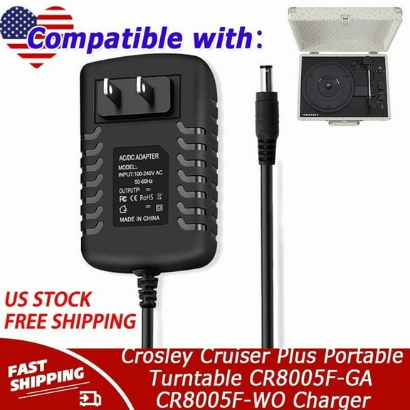 5V 3A Adapter Compatible with Crosley Cruiser Plus Portable Turntable CR8005F-GA CR8005F-WO