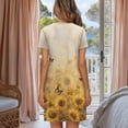 thumbnail image 3 of FKELYI Retro Sunflower Butterfly Print Women's Nightgown Short Sleeve Pajama Dress Skin-Friendly Sleepwear Dress Button Down Sleep Shirts Breathable Boyfriend Nightdress, M, 3 of 6
