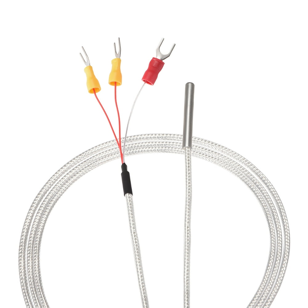 Pt100 Rtd Temperature Sensor Probe Three Wire Thermocouple Stainless Steel 50cm 1 64ft