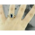 thumbnail image 2 of 2.00CT Emerald Cut Lab Created Blue Sapphire Halo Engagement Ring 14K Yellow Gold Plated 925 Silver, 2 of 4