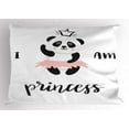 thumbnail image 2 of Ambesonne Cartoon Pillow Sham, Ballerina and Panda Themed, 26" X 20", White Black Rose, 2 of 2