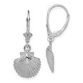 thumbnail image 4 of 14k White Gold & Textured Scallop Shell Leverback Earrings, 4 of 7
